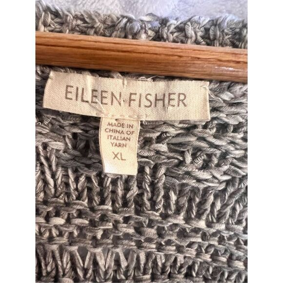 Eileen Fisher Size XL Dolman Sleeve Open Front Sweater Gray Italian Knit Wrap - Picture 5 of 6